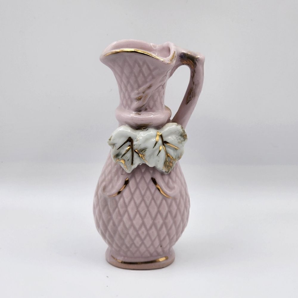 Vintage Japanese Bud Vase Porcelain Pink Hand Painted Japan